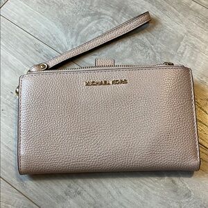 Michael Kors Taupe Leather Wristlet